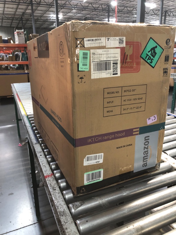 Photo 1 of **MISSING SOME ATTACHMENTS**IKTCH 30-inch Wall Mount Range Hood 900 CFM Ducted/Ductless Convertible, Kitchen Chimney Vent Stainless Steel with Gesture Sensing & Touch Control Switch Panel, 2 Pcs Adjustable Lights(IKP02-30'')