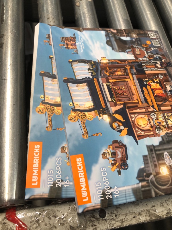 Photo 1 of ***FACTORY SEALED - OPENED FOR INSPECTION***Lumibricks Steampunk Mechanical Workshop Lighting Building-Bricks Set, 2006 Pcs The Sky-Lane Repair Shop Modular Building from Aeronauts Collection Display Set for Adults and Steampunk Lovers