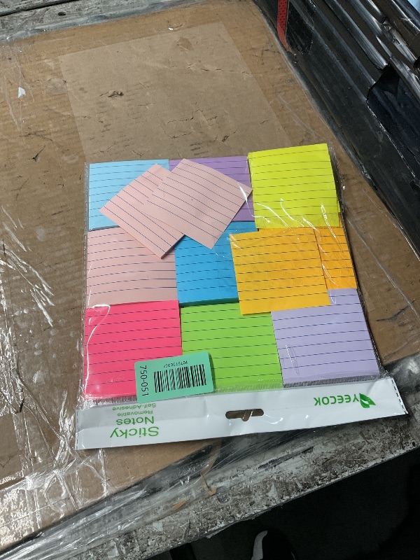 Photo 1 of (18 Pads) Lined Sticky Notes 3x3 in Bright Ruled Post Stickies Colorful Super Sticking Power Memo Pads