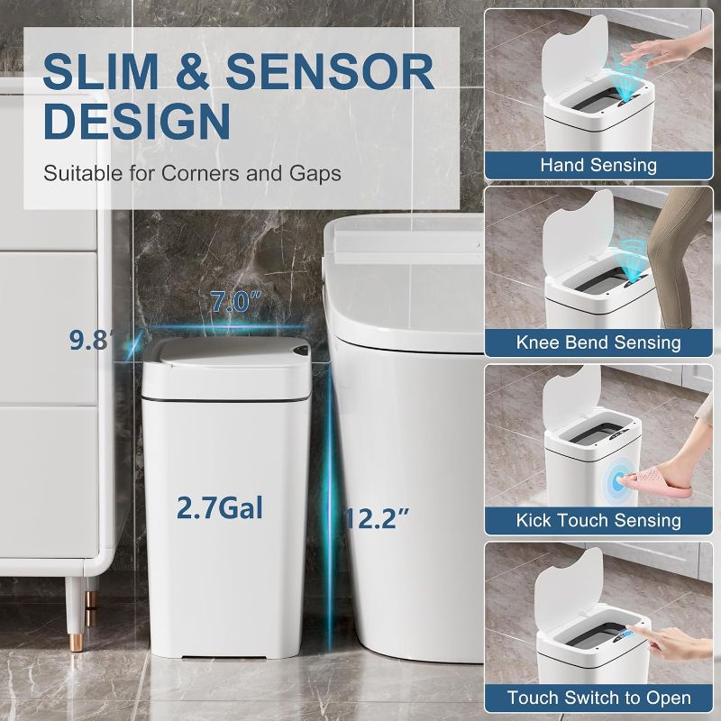 Photo 1 of 2.7 Gal Bathroom Trash Can with Lid