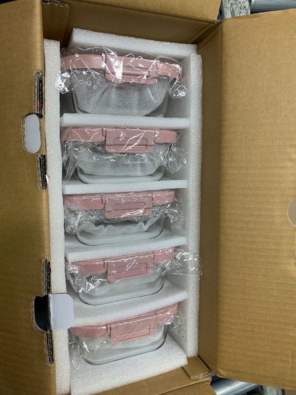 Photo 1 of ***FACTORY SEALED ***
BOROHOUSE 10-Pack Glass Food Storage Containers with Tempered Glass Lids – Borosilicate, Airtight, Oven-Safe (-4°F~950°F), BPA-Free, 4.4 & 1.6 Cup, Leak-Proof, Dishwasher Safe (Pink)