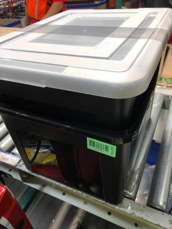 Photo 1 of **MISSING 2 BOXES AND 3 LIDS, TOP EDGES ARE CRACKED** IRIS USA File Box, Plastic File Organizer with Lids for Letter/Legal File, Portable Document Box For Moving, Storage Bin with Durable and Secure Lid, Stackable Nestable BPA-Free, Black 35 Qt. 4 Pack