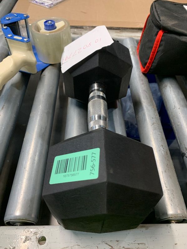 Photo 1 of ***STOCK PHOTO FOR REFERENCE ONLY******MISSING PARTS***CAP 30lb Rubber Coated Hex Dumbbell, Chrome Grip, Free Weights, Pair