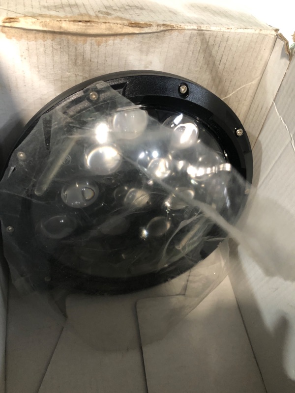 View 3 of **MISSING ONE LIGHT** VI9000 7 Inch Led Headlight Round H6024 Led Headlight DOT Approved Hi/Lo Beam DRL Black Headlights Compatible With Jeep Wrangler JK JKU TJ LJ CJ Compatible With Chevy,Ford and Mazda Miata etc