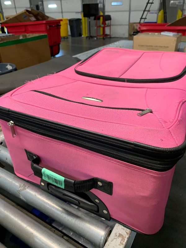 Photo 1 of ***MISSING PARTS MAAJOR DAMAGE***
Rockland Fashion Softside Upright Luggage Set, Expandable, Pink, 4-Piece (14/19/24/28)