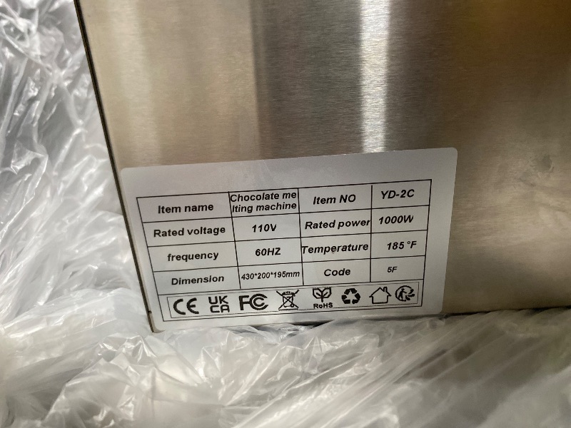 View 5 of 1000W Electric Chocolate Tempering Machine, Commercial Chocolate Melter with 2 Cylinders, Water Bath Heating, Adjustable Thermostat & Indicator Light, Stainless Steel Chocolate Warmer