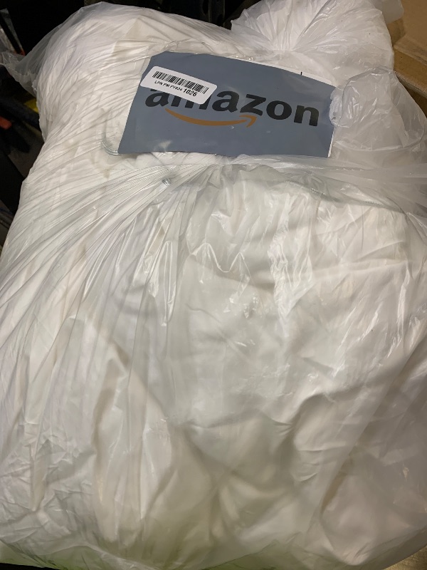 Photo 1 of DWR Lightweight Down Feather Fibers Comforter Oversized Queen, Thin Duvet Insert with Ties, Ultra-Soft Cotton Blend, High Fill Power 39oz for Hot Sleepers/Warm Weather(98x98, White)