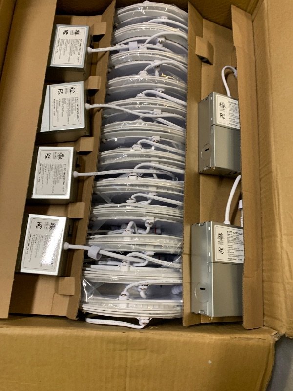 Photo 1 of Veriligt 24 Pack 6 Inch 5CCT LED Recessed Light, Silm Canless Recessed Lighting, Dimmable, Damp Rated, 2700K-5000K Selectable, Wafer Ceiling Downlight with Junction Box, 1200LM, 12W 120V, ETL&FCC