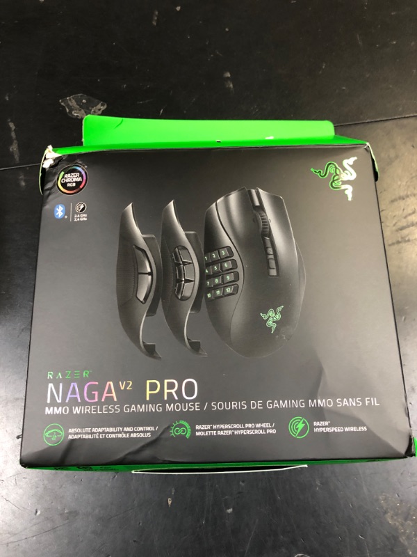 Photo 1 of Razer Naga V2 Pro Wireless MMO Gaming Mouse: 19+1 Programmable Buttons w/Swappable Side Plates - HyperScroll Pro Wheel - Focus 30K Optical Sensor - Mouse Switches Gen-3-300 Hr Battery