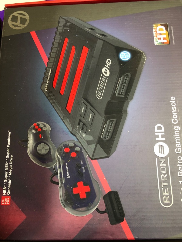 Photo 1 of Hyperkin RetroN 3 HD 3-in-1 Retro Gaming Console for NES, Super Famicom, and Genesis/Mega Drive (Space Black), M03888-SB - Sega Genesis
