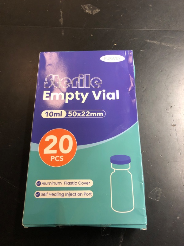 Photo 1 of 10ml Sterile Vials with Self Healing Injection Port and Sealing Cap, Glass Sterile Vials for Injections (20 Pack)
