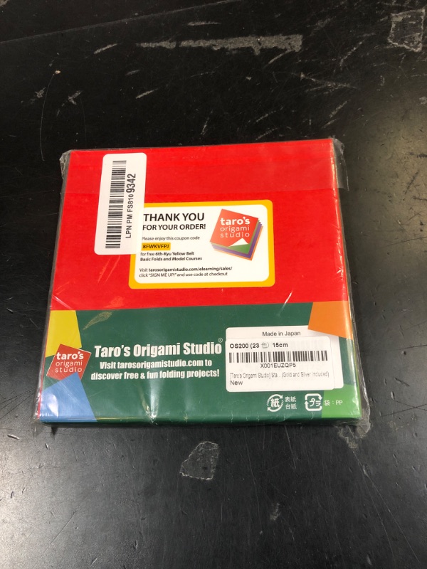 Photo 1 of [Taro's Origami Studio] Standard 6 Inch One Sided 23 Colors 200 Sheets Square Easy Fold Premium Japanese Paper for Beginner (Gold and Silver Included)