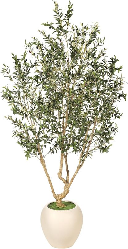 Photo 1 of Realead Olive Trees Artificial Indoor - 8FT Tall Faux Olive Tree with 18in Exquisite Planter - Large Fake Olive Tree with Natural Trunk and Lifelike Leaves for Large Spaces & Elegant Home Office Decor