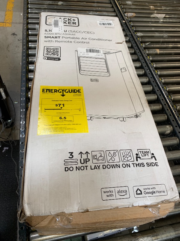 Photo 1 of BLACK+DECKER 8,000 BTU Portable Air Conditioner with Wifi & Remote Control, 3-1-in AC, Fan & Dehumidifier, with App, Alexa & Google Assistant, Window Kit