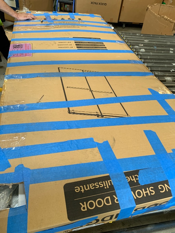 Photo 1 of 66-72 Inch x 80 Inch Sliding Frameless Shower Door, 3/8" Tempered Glass with Easy-Cleaning Coating, Stainless Steel Rollers & SGCC-Certified Stability, Matte Black
