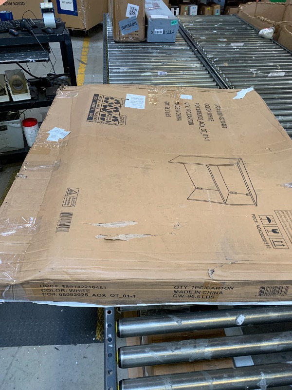 Photo 1 of Flash Furniture 4' Folding Portable Event Bar with Top and Middle Shelves, Mobile Laminate Foldable Bar for Parties and Events, White