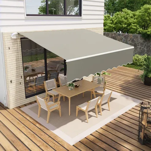 Photo 1 of Garvee Manual Retractable Awning 10'x8' Waterproof, UV50+ Protection, Heavy-Duty Aluminum Frame, Adjustable Roll-Out, Gray, for Deck & Porch
11 reviews