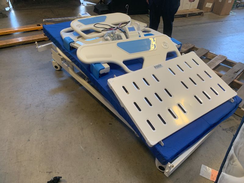 Photo 1 of Point A (PAM-5) Enhanced Full Electric Hospital ICU Bed for Commercial/Home Use, 5.9" Memory Mattress Made in USA, LINAK Motor, Central Locking, 6" Casters, Includes (2X) Bed Sheet and Battery Back-up