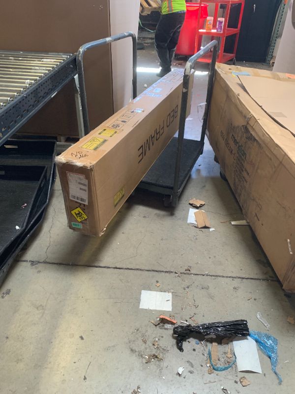 Photo 1 of Driftalia LED King Size Bed Frame with 2 Storage Drawers, Upholstered King Bed Frame with Headboard and Charging Station, No Box Spring Needed, Easy to Assembly-Light Grey