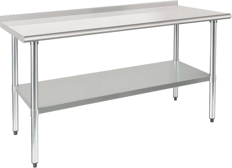 Photo 1 of HARDURA Stainless Steel Table Prep & Work Table 24 x 60 Inches NSF Heavy Duty Commercial with Undershelf and Backsplash for Restaurant Kitchen Home and Hotel
