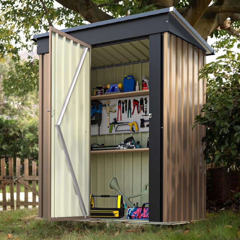 Photo 1 of Devoko Outdoor Storage Shed 5 x 3 FT Lockable Metal Garden Shed Steel Anti-Corrosion Storage House with Single Lockable Door for Backyard Outdoor Patio 
