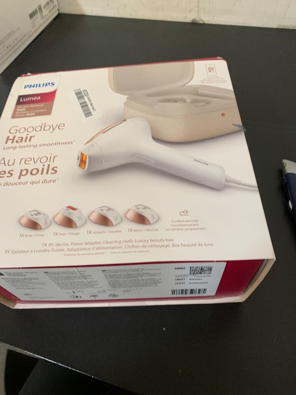 Photo 1 of Philips Lumea 9000 Series IPL Hair Removal Device, Visible Permanent Laser Hair Reduction Done at Home, for Women & Men, SenseIQ Technology, 4 Attachments for Body, Face, Bikini & Underarms, BRI984/03