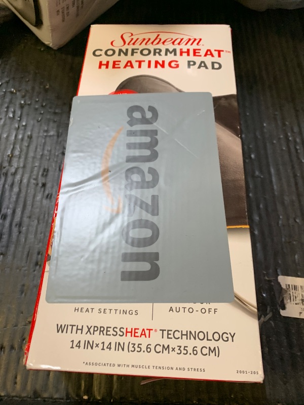Photo 1 of Sunbeam ConformHeat Heating Pad, 14" x 14", Lightly Weighted, Flexible Design, XpressHeat Technology, Machine-Washable, Pain Relief for Back, Shoulder, Neck, Grey