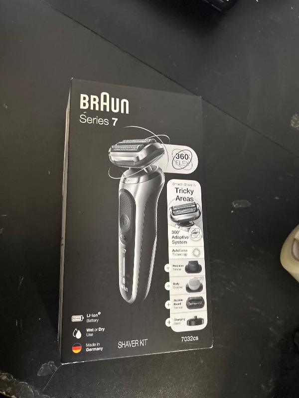 Photo 1 of Braun Series 7 7032cs Flex Electric Razor for Men, Wet & Dry, Electric Razor, Rechargeable, Cordless Foil Shaver with Beard Trimmer and Charging Stand, Silver