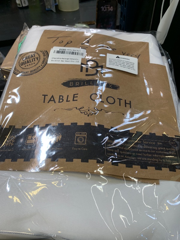 Photo 1 of BRILLMAX 6 Pack White Tablecloths 90 x 132 Inch for 6ft Rectangle Tables - 150 GSM Polyester Fabric, Floor Length Drop, Water, Stain & Wrinkle Resistant Cloth Cover for Wedding Reception Banquet