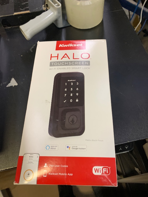 Photo 1 of Kwikset Halo Wi-Fi Smart Lock, Keyless Entry Front Door Touchscreen Deadbolt, Matte Black Finish, Grade AAA Certified, UL Listed, Easy Install No Hub, App Control