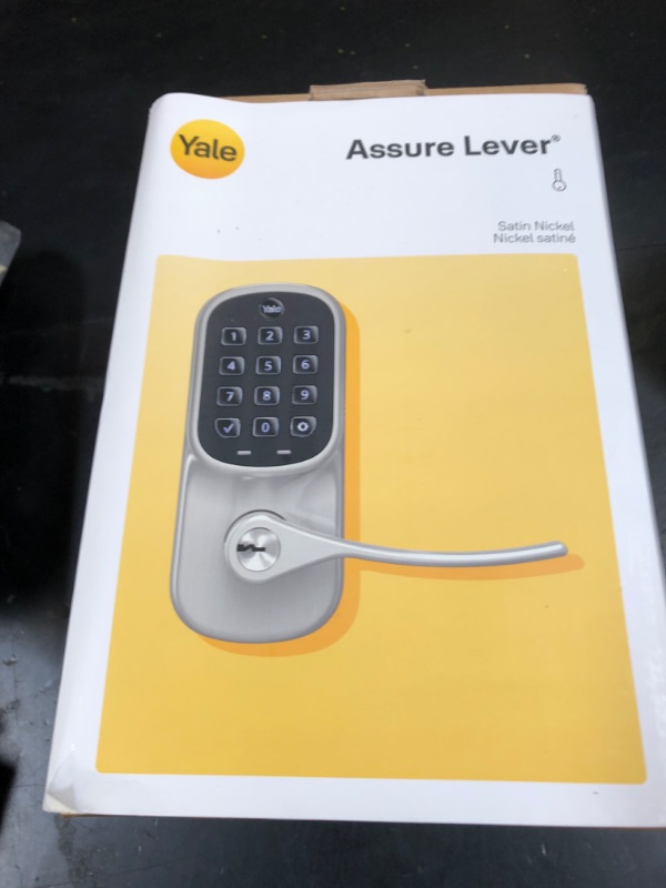 Photo 1 of Yale Satin Nickel Assure Lock Entry Door Handle with Wi-Fi Connected Keypad, Smart Door Lock with Handle and Back-Up Key for Single Hole Entry Door, ?YRL216-WF1-619