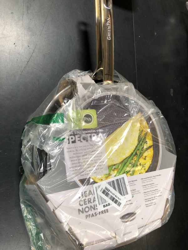 Photo 1 of GreenPan Spectra 10" & 12" Frying Pan Skillet, Hybrid Tri-Ply Stainless Steel, PFAS-Free Ceramic Nonstick Textured Cooking Surface, Induction Cookware, Diswasher Safe, Oven & Broiler Temp to 850?F