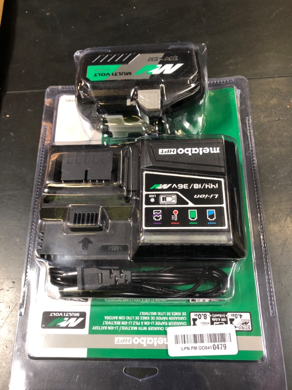 Photo 1 of Metabo HPT MultiVolt Battery and Charger Starter Kit | 36V/18V | 4.0Ah/8.0Ah | Lithium Ion | Slide Style | Charger includes Built-in USB Port | UC18YSL3B1