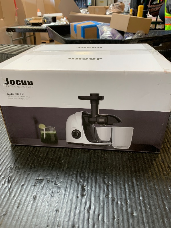 Photo 1 of Jocuu Slow Masticating Juicer with 2-Speed Modes - Cold Press Juicer Machine - Quiet Motor & Reverse Function - Easy to Clean Juicer Extractor - Juice Recipes for Fruits & Vegetables (Light Blue)