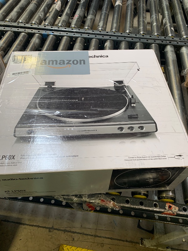 Photo 1 of **USED, SEE PHOTOS** Audio-Technica AT-LP60X-GM Fully Automatic Belt-Drive Stereo Turntable, Gunmetal/Black, Hi-Fidelity, Plays 33-1/3 and 45 RPM Vinyl Records, Dust Cover, Anti-Resonance, Die-Cast Aluminum Platter