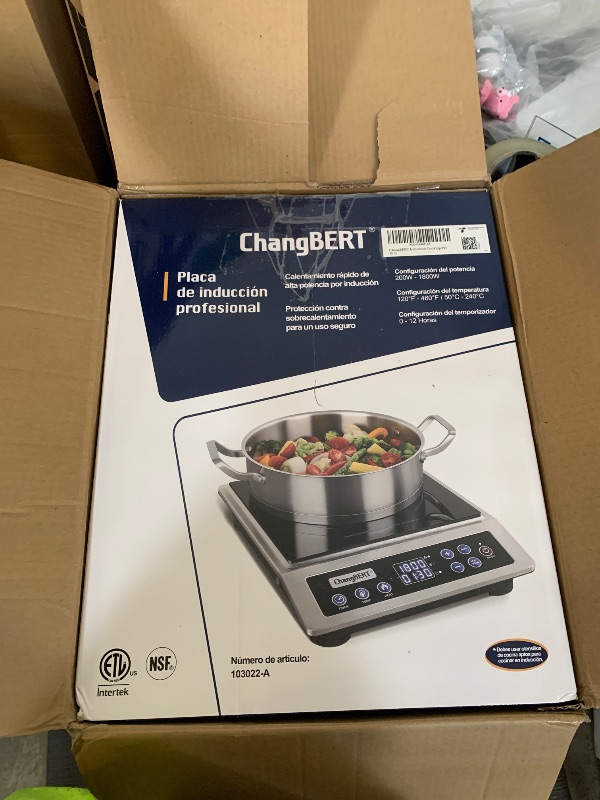 Photo 1 of ChangBERT Portable Induction Cooktop Enhanced Version, One-Click Max Power 1800W Large Heating Coil Burner, Precise Temperature Control, NSF Certified Commercial Grade Low Noise Hot Plate