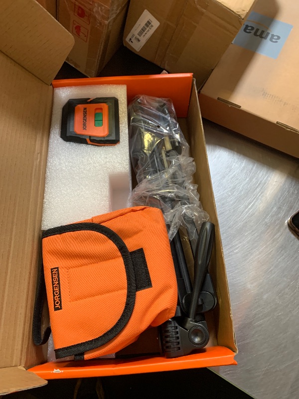 Photo 1 of JORGENSEN Laser Level with Tripod & 2 Plumb Dots, 100 FT Self Leveling Point Cross Line Laser Leveler Tool, Wide Angle Green Laser Level for Picture Hanging, Indoor Project, Construction, Carry Bag