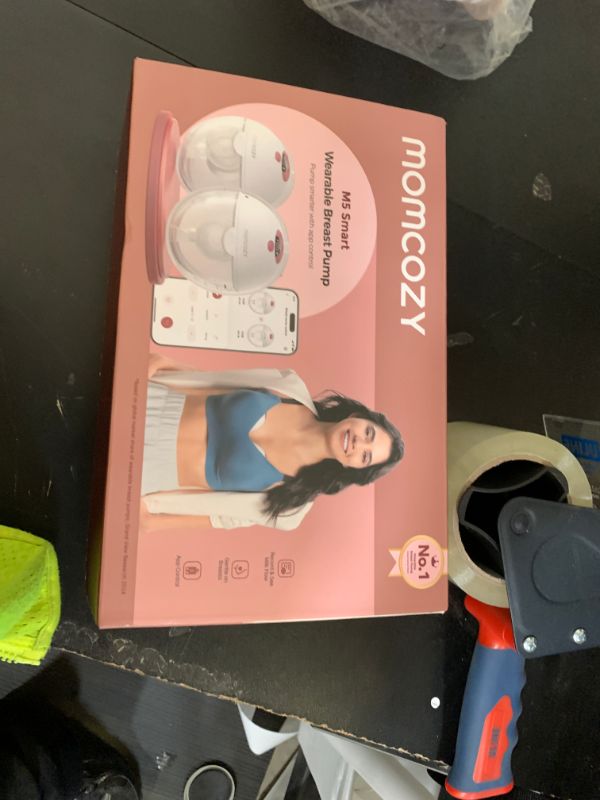 Photo 1 of Momcozy M5 Smart APP Controlled Wearable Breast Pump, Hands-Free Wireless Electric Pump, 3 Modes 9 Suction Levels, BPA-Free, Portable Lightweight, 24mm Flange, 2-Pack Cozy Red