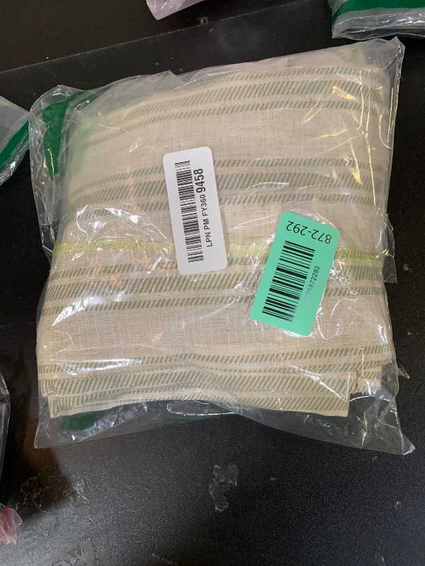 Photo 1 of jinchan Linen Kitchen Curtains Striped Tier Curtains 36 Inch Cafe Farmhouse Balanced Stripe Half Window Light Filtering for Bathroom Laundry 2 Panels Green on Linen