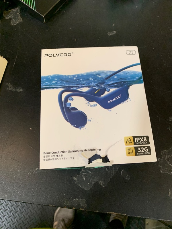 Photo 1 of POLVCDG Swimming Headphones,IPX8 Waterproof Bone Conduction Headphones,32GB Memory Open Ear Headphones with Mic,Wireless Earphones Underwater Sport Earbuds for Workout Running Cycling Gift