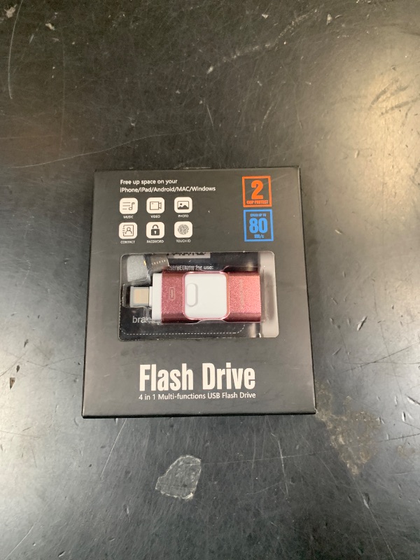 Photo 1 of MFi Certified Flash Drive for iPhone 512GB, Photo Stick Memory Stick for iPad, USB Thumb Drive for Photos Videos Transfer & Backup, External Storage Compatible for iPhone/Android/PC/Mac (Light Pink)