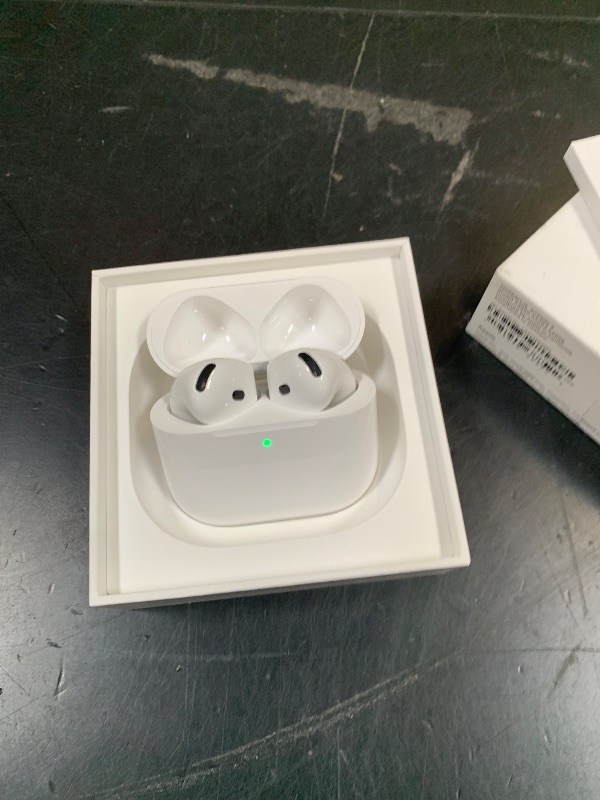 Photo 1 of Apple AirPods 4 Wireless Earbuds, Bluetooth Headphones, Personalized Spatial Audio, Sweat and Water Resistant, USB-C Charging Case, H2 Chip, Up to 30 Hours of Battery Life, Effortless Setup for iPhone