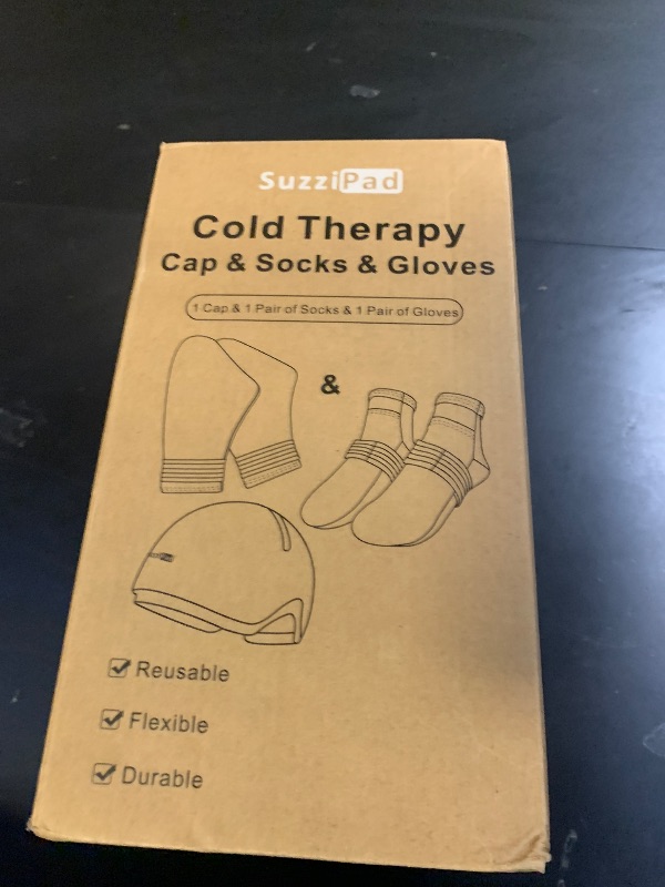 Photo 1 of SuzziPad Chemo Gloves and Socks for Neuropathy, Cooling Cap for Chemotherapy, Ideal for The Discomfort of Head, Hand, Feet, L