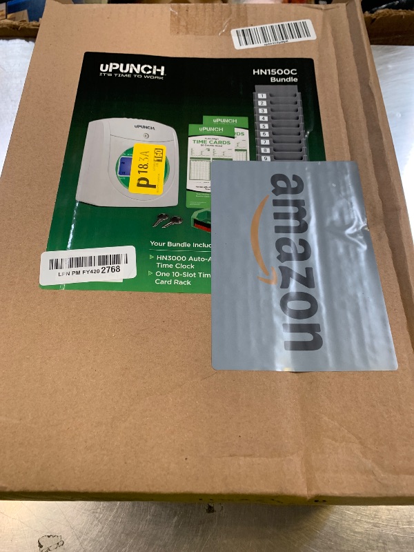 Photo 1 of uPunch HN1500 Starter Time Clock Bundle for Small Business: Employee Punch Clock System with 100 Time Cards, Card Rack, and Ribbon