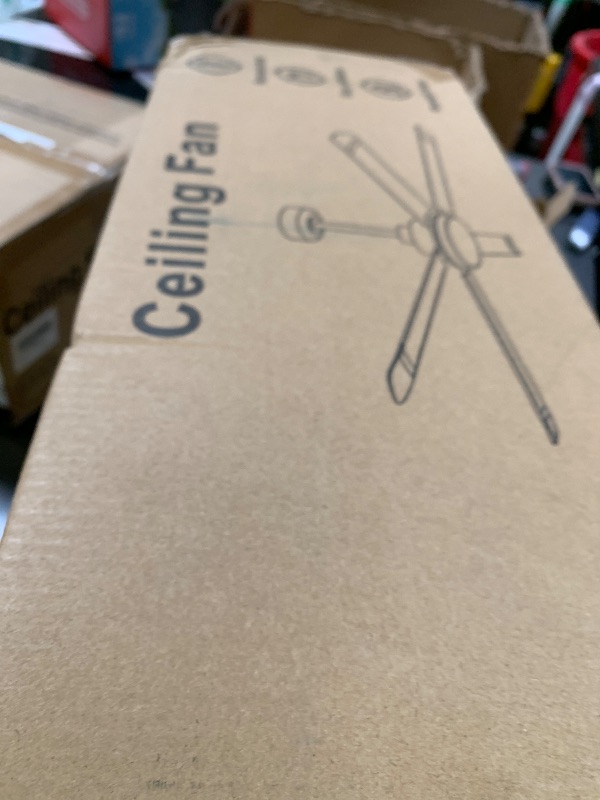 Photo 1 of Ohniyou 60'' Ceiling Fan with Lights, Industrial Ceiling Fan with 5 Aluminum Blades, App/Remote Controlled, Dimmable, for Outdoor Patio, Living Room, Black