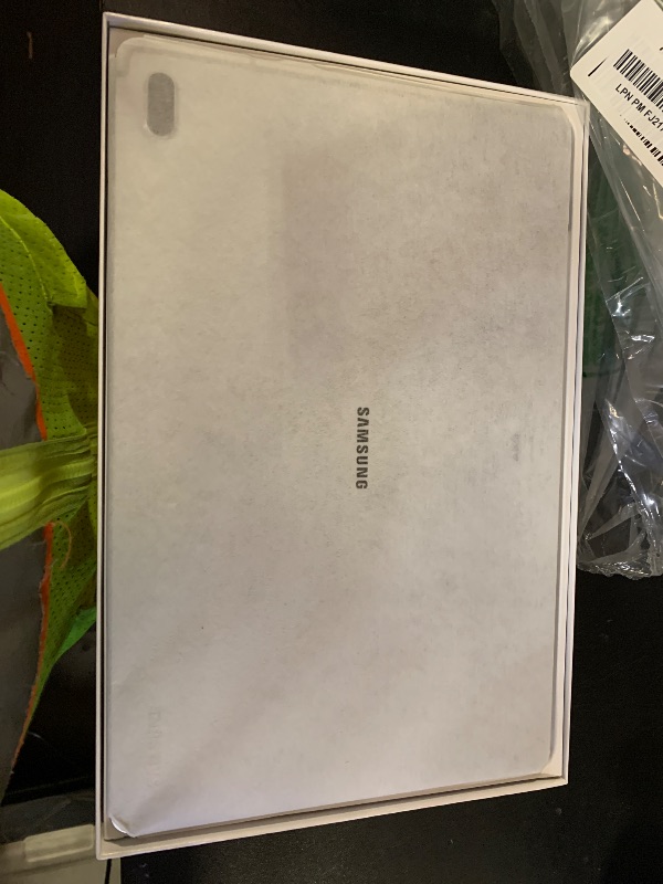 Photo 1 of SAMSUNG Galaxy Tab S7 FE 12.4” 256GB WiFi Android Tablet, Large Screen, S Pen Included, Multi Device Connectivity, Long Lasting Battery, US Version, 2021, Mystic Silver         Model #SDM: T733NZSFXAR mISTIC : sILVER  sm t733 sERIAL # R52R908ENDF