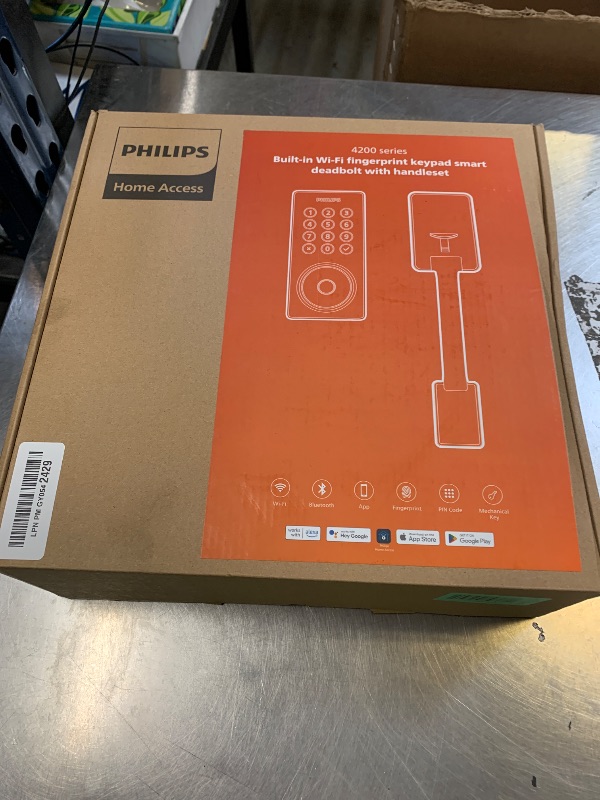 Photo 1 of Philips Wi-Fi Smart Door Lock Deadbolt with Handle Set, Keyless Entry Door Lock for Front Door Set, Portable Fingerprint Door Lock with App Control, IP53 Waterproof, Auto Lock, Alexa Voice Control