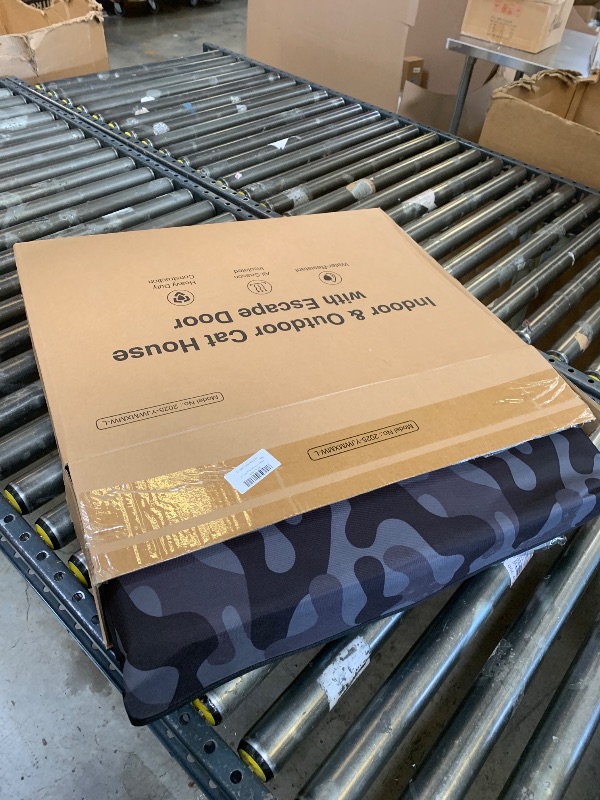 View 2 of Heated Cat House for Outside, Waterproof Awning & Escape Door Heated Cat Houses for Indoor/Outdoor Cats in Winter, Elevated & Insulated Outdoor Cat Shelter for Feral Cat(Black Camo, 25.2"x16.5"x13")