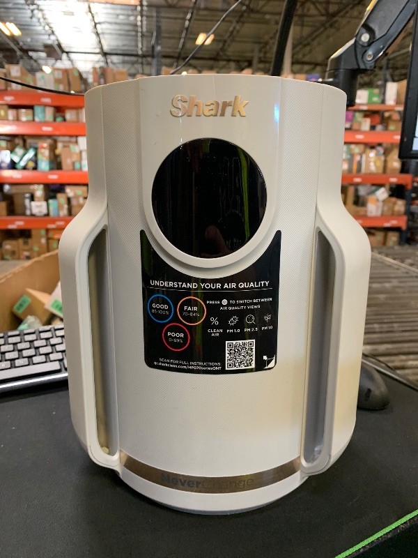 Photo 1 of Shark Air Purifier for Home, NeverChange Compact Pro, for Bedroom, Nursery, Home Office, Dorm, HEPA-Exceeding Filter, Captures Pollutants, Pet Dander, Dust, Odor, Smoke, and More, HP072, Dove