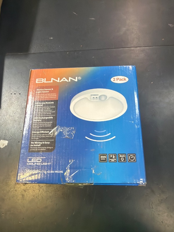 Photo 1 of BLNAN Rechargeable Motion Sensor Ceiling Light with Remote, Battery Operated Ceiling Light, 3 Color Temperatures LED Shower Lights for Pantry, Stairs, Garage, Hallway, 2 Pack